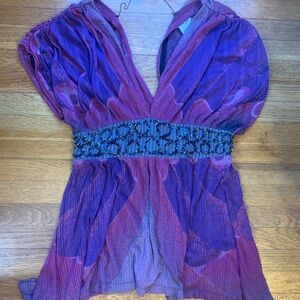 Free People Purple and Pink Knit Top